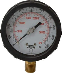 Winters - 4" Dial, 1/2 Thread, 0-5,000 Scale Range, Pressure Gauge - Lower Connection Mount, Accurate to 1% of Scale - Americas Tooling