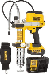 DeWALT - 10,000 Max psi, Flexible Battery-Operated Grease Gun - 16 oz Capacity, Bulk & Cartridge Fill, Includes DCB204 Battery, Fast Charger, Shoulder Strap & Kit Box - Americas Tooling