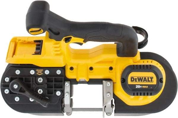 DeWALT - 20 Volt, 32-7/8" Blade, 740 SFPM Cordless Portable Bandsaw - 2-1/2" (Round) & 2-1/2 x 2-1/2" (Rectangle) Cutting Capacity, Lithium-Ion Battery Not Included - Americas Tooling