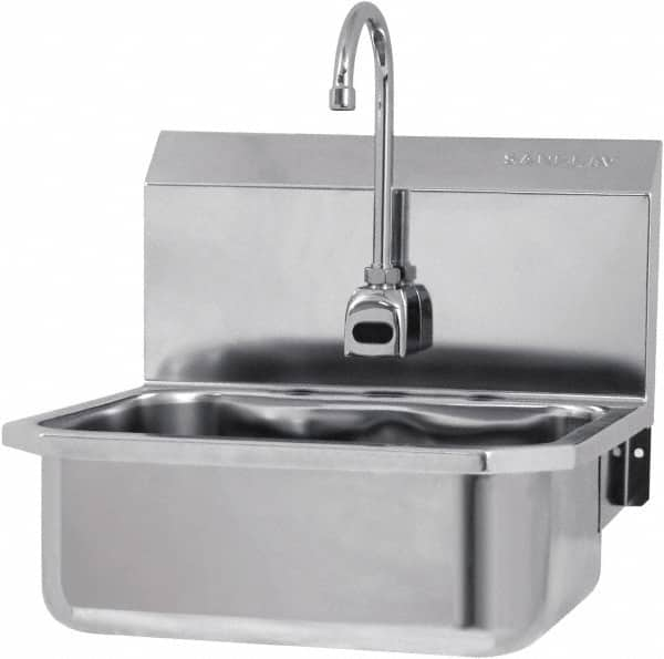 SANI-LAV - 17" Long x 14" Wide Inside, 1 Compartment, Grade 304 Stainless Steel Hands Free Hand Sink - 18 Gauge, 19" Long x 18" Wide x 21" High Outside, 7" Deep - Americas Tooling