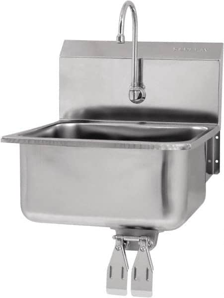 SANI-LAV - 19" Long x 16" Wide Inside, 1 Compartment, Grade 304 Stainless Steel Hands Free Hand Sink - 18 Gauge, 21" Long x 20" Wide x 24" High Outside, 10" Deep - Americas Tooling