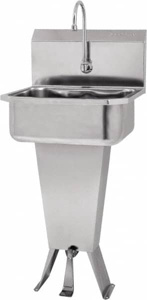 SANI-LAV - 17" Long x 14" Wide Inside, 1 Compartment, Grade 304 Stainless Steel Hands Free Hand Sink - 18 Gauge, 19" Long x 18" Wide x 46" High Outside, 7" Deep - Americas Tooling