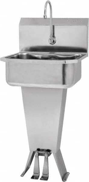 SANI-LAV - 17" Long x 14" Wide Inside, 1 Compartment, Grade 304 Stainless Steel Hands Free Hand Sink - 18 Gauge, 19" Long x 18" Wide x 46" High Outside, 7" Deep - Americas Tooling