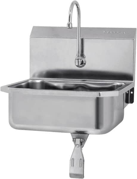 SANI-LAV - 17" Long x 14" Wide Inside, 1 Compartment, Grade 304 Stainless Steel Hands Free Hand Sink - 18 Gauge, 19" Long x 18" Wide x 21" High Outside, 7" Deep - Americas Tooling