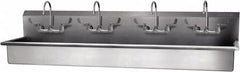 SANI-LAV - 77" Long x 16-1/2" Wide Inside, 1 Compartment, Grade 304 Stainless Steel Hand Sink-Wall Mount - 16 Gauge, 80" Long x 20" Wide x 18" High Outside, 8" Deep - Americas Tooling