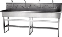 SANI-LAV - 77" Long x 16-1/2" Wide Inside, 1 Compartment, Grade 304 Stainless Steel Hand Sink-Pedestal Mount - 16 Gauge, 80" Long x 20" Wide x 45" High Outside, 8" Deep - Americas Tooling