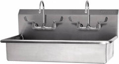 SANI-LAV - 37" Long x 16-1/2" Wide Inside, 1 Compartment, Grade 304 Stainless Steel Hand Sink-Wall Mount - 16 Gauge, 40" Long x 20" Wide x 18" High Outside, 8" Deep - Americas Tooling