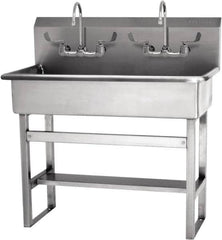 SANI-LAV - 37" Long x 16-1/2" Wide Inside, 1 Compartment, Grade 304 Stainless Steel Hands Free Hand Sink - 16 Gauge, 40" Long x 20" Wide x 45" High Outside, 8" Deep - Americas Tooling