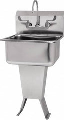 SANI-LAV - 19" Long x 16" Wide Inside, 1 Compartment, Grade 304 Stainless Steel Hand Sink-Pedestal Mount - 18 Gauge, 21" Long x 20" Wide x 46" High Outside, 10" Deep - Americas Tooling