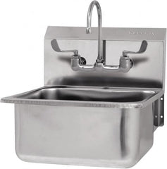 SANI-LAV - 19" Long x 16" Wide Inside, 1 Compartment, Grade 304 Stainless Steel Hand Sink-Wall Mount - 18 Gauge, 21" Long x 20" Wide x 24" High Outside, 10" Deep - Americas Tooling