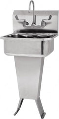 SANI-LAV - 17" Long x 14" Wide Inside, 1 Compartment, Grade 304 Stainless Steel Hand Sink-Pedestal Mount - 18 Gauge, 19" Long x 18" Wide x 46" High Outside, 7" Deep - Americas Tooling