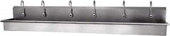 SANI-LAV - 117" Long x 16-1/2" Wide Inside, 1 Compartment, Grade 304 Stainless Steel Hands Free Hand Sink - 16 Gauge, 120" Long x 20" Wide x 18" High Outside, 8" Deep - Americas Tooling