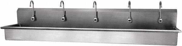 SANI-LAV - 97" Long x 16-1/2" Wide Inside, 1 Compartment, Grade 304 Stainless Steel Hands Free Hand Sink - 16 Gauge, 100" Long x 20" Wide x 18" High Outside, 8" Deep - Americas Tooling