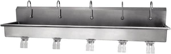 SANI-LAV - 97" Long x 16-1/2" Wide Inside, 1 Compartment, Grade 304 Stainless Steel Hands Free Hand Sink - 16 Gauge, 100" Long x 20" Wide x 18" High Outside, 8" Deep - Americas Tooling