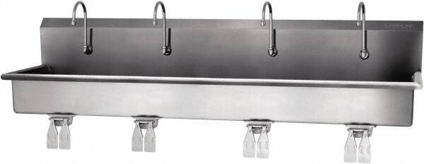 SANI-LAV - 77" Long x 16-1/2" Wide Inside, 1 Compartment, Grade 304 Stainless Steel Hands Free Hand Sink - 16 Gauge, 80" Long x 20" Wide x 18" High Outside, 8" Deep - Americas Tooling