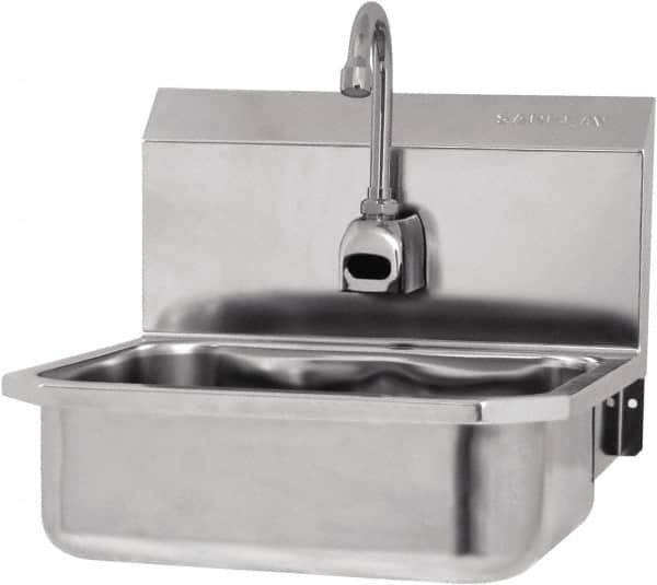 SANI-LAV - 14" Long x 11" Wide Inside, 1 Compartment, Grade 304 Stainless Steel Hands Free Hand Sink - 18 Gauge, 16" Long x 15-1/4" Wide x 16" High Outside, 5" Deep - Americas Tooling