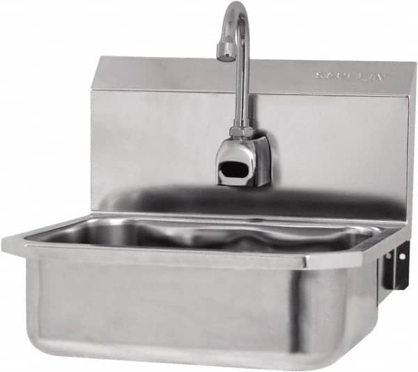 SANI-LAV - 14" Long x 11" Wide Inside, 1 Compartment, Grade 304 Stainless Steel Hands Free Hand Sink - 18 Gauge, 16" Long x 15-1/4" Wide x 16" High Outside, 5" Deep - Americas Tooling