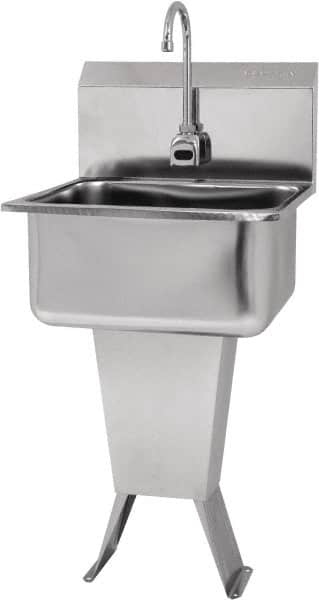 SANI-LAV - 19" Long x 16" Wide Inside, 1 Compartment, Grade 304 Stainless Steel Hands Free Hand Sink - 18 Gauge, 21" Long x 20" Wide x 46" High Outside, 10" Deep - Americas Tooling