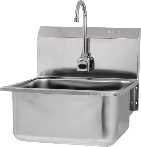 SANI-LAV - 19" Long x 16" Wide Inside, 1 Compartment, Grade 304 Stainless Steel Hands Free Hand Sink - 18 Gauge, 21" Long x 20" Wide x 24" High Outside, 10" Deep - Americas Tooling