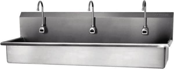 SANI-LAV - 57" Long x 16-1/2" Wide Inside, 1 Compartment, Grade 304 Stainless Steel Hands Free Hand Sink - 16 Gauge, 60" Long x 20" Wide x 18" High Outside, 8" Deep - Americas Tooling