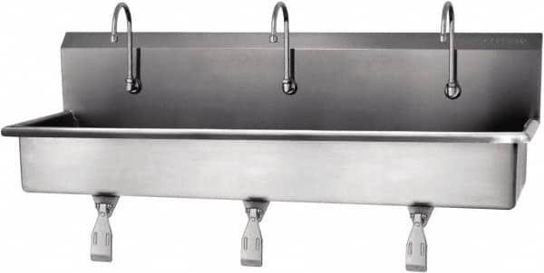 SANI-LAV - 57" Long x 16-1/2" Wide Inside, 1 Compartment, Grade 304 Stainless Steel Hands Free Hand Sink - 16 Gauge, 60" Long x 20" Wide x 18" High Outside, 8" Deep - Americas Tooling