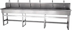 SANI-LAV - 117" Long x 16-1/2" Wide Inside, 1 Compartment, Grade 304 Stainless Steel Hands Free Hand Sink - 16 Gauge, 120" Long x 20" Wide x 45" High Outside, 8" Deep - Americas Tooling