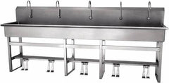 SANI-LAV - 97" Long x 16-1/2" Wide Inside, 1 Compartment, Grade 304 Stainless Steel Hands Free Hand Sink - 16 Gauge, 100" Long x 20" Wide x 45" High Outside, 8" Deep - Americas Tooling