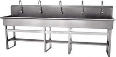 SANI-LAV - 97" Long x 16-1/2" Wide Inside, 1 Compartment, Grade 304 Stainless Steel Hands Free Hand Sink - 16 Gauge, 100" Long x 20" Wide x 45" High Outside, 8" Deep - Americas Tooling