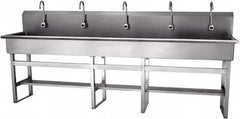 SANI-LAV - 97" Long x 16-1/2" Wide Inside, 1 Compartment, Grade 304 Stainless Steel Hands Free Hand Sink - 16 Gauge, 100" Long x 20" Wide x 45" High Outside, 8" Deep - Americas Tooling