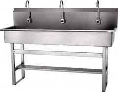 SANI-LAV - 57" Long x 16-1/2" Wide Inside, 1 Compartment, Grade 304 Stainless Steel Hands Free Hand Sink - 16 Gauge, 60" Long x 20" Wide x 45" High Outside, 8" Deep - Americas Tooling