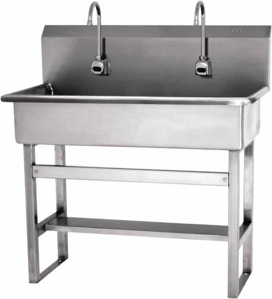 SANI-LAV - 57" Long x 16-1/2" Wide Inside, 1 Compartment, Grade 304 Stainless Steel Hands Free Hand Sink - 16 Gauge, 40" Long x 20" Wide x 45" High Outside, 8" Deep - Americas Tooling