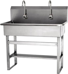 SANI-LAV - 37" Long x 16-1/2" Wide Inside, 1 Compartment, Grade 304 Stainless Steel Hands Free Hand Sink - 16 Gauge, 40" Long x 20" Wide x 45" High Outside, 8" Deep - Americas Tooling