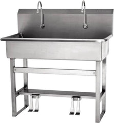 SANI-LAV - 37" Long x 16-1/2" Wide Inside, 1 Compartment, Grade 304 Stainless Steel Hands Free Hand Sink - 16 Gauge, 40" Long x 20" Wide x 45" High Outside, 8" Deep - Americas Tooling