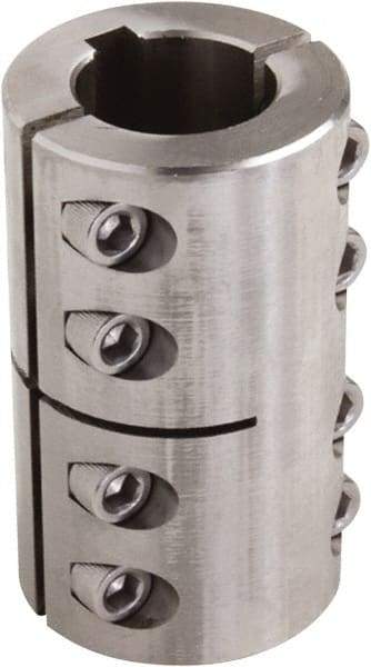 Climax Metal Products - 1-1/8" Inside x 1-7/8" Outside Diam, Two Piece Rigid Coupling with Keyway - 3-1/8" Long x 1/4" Keyway Width x 1/8" Keyway Depth - Americas Tooling