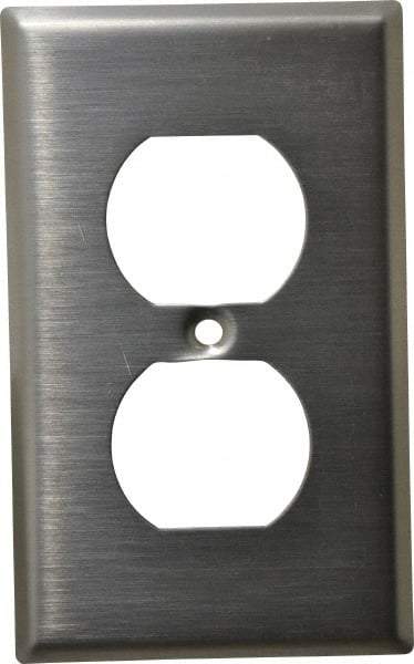 Leviton - 1 Gang, 4-1/2 Inch Long x 2-3/4 Inch Wide, Standard Outlet Wall Plate - Duplex Outlet, Metallic, Stainless Steel - Americas Tooling