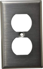 Leviton - 1 Gang, 4-1/2 Inch Long x 2-3/4 Inch Wide, Standard Outlet Wall Plate - Duplex Outlet, Metallic, Stainless Steel - Americas Tooling