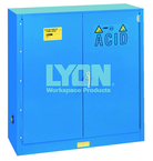 Acid Storage Cabinet - #5541 - 43 x 18 x 44" - 30 Gallon - w/one shelf, two poly trays, bi-fold self-closing door - Blue Only - Americas Tooling