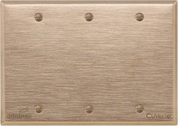 Cooper Wiring Devices - 3 Gang, 4-1/2 Inch Long, Standard Blank Wall Plate - Blank, Rose, Antimicrobial Copper - Americas Tooling