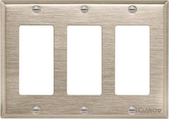 Cooper Wiring Devices - 3 Gang, 4-1/2 Inch Long, Standard Switch Plate - Decorator Switch, White Bronze, Antimicrobial Copper - Americas Tooling