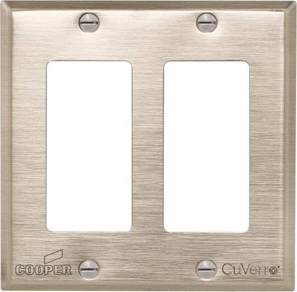 Cooper Wiring Devices - 2 Gang, 4-1/2 Inch Long, Standard Switch Plate - Decorator Switch, White Bronze, Antimicrobial Copper - Americas Tooling