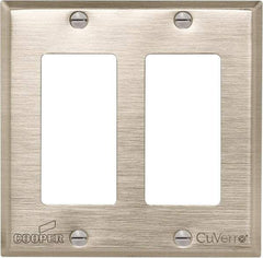 Cooper Wiring Devices - 2 Gang, 4-1/2 Inch Long, Standard Switch Plate - Decorator Switch, White Bronze, Antimicrobial Copper - Americas Tooling