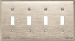 Cooper Wiring Devices - 4 Gang, 4-1/2 Inch Long, Standard Switch Plate - Toggle Switch, White Bronze, Antimicrobial Copper - Americas Tooling