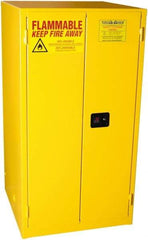 PRO-SAFE - 2 Door, 2 Shelf, Yellow Steel Standard Safety Cabinet for Flammable and Combustible Liquids - 65" High x 34" Wide x 34" Deep, Self Closing Door, 3 Point Key Lock, 60 Gal Capacity - Americas Tooling