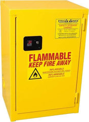 PRO-SAFE - 1 Door, 1 Shelf, Yellow Steel Space Saver Safety Cabinet for Flammable and Combustible Liquids - 35" High x 23" Wide x 18" Deep, Self Closing Door, 3 Point Key Lock, 12 Gal Capacity - Americas Tooling