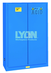 Acid Storage Cabinet - #5544 - 43 x 18 x 65" - 45 Gallon - w/2 shelves, three poly trays, 2-door manual close - Blue Only - Americas Tooling