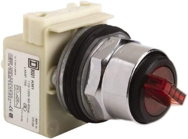 Square D - 30mm Mount Hole, 2 Position, Selector Switch Only - Red, Maintained (MA), Illuminated - Americas Tooling