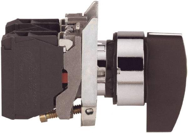 Square D - 0.87 Inch Mount Hole, 3 Position, Lever Operated, Selector Switch Only - Black, Momentary (MO), Nonilluminated, 2NO, Shock and Vibration Resistant - Americas Tooling