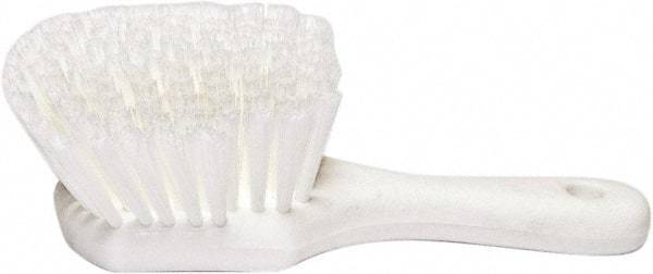 PRO-SOURCE - 1-3/4" Bristle Length, Plastic Utility Scrub Brush - 4-1/2" Long x 3-3/4" Wide Head, 8-1/2" OAL, Short Handle, White, Foam Block - Americas Tooling