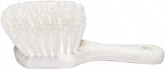 PRO-SOURCE - 1-3/4" Bristle Length, Plastic Utility Scrub Brush - 4-1/2" Long x 3-3/4" Wide Head, 8-1/2" OAL, Short Handle, White, Foam Block - Americas Tooling