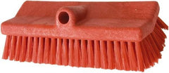 PRO-SOURCE - 1-3/4" Bristle Length, Polypropylene Food Service Brush - 10" Long x 5" Wide Head, 20" OAL, Long Handle, Red, Foam Block - Americas Tooling